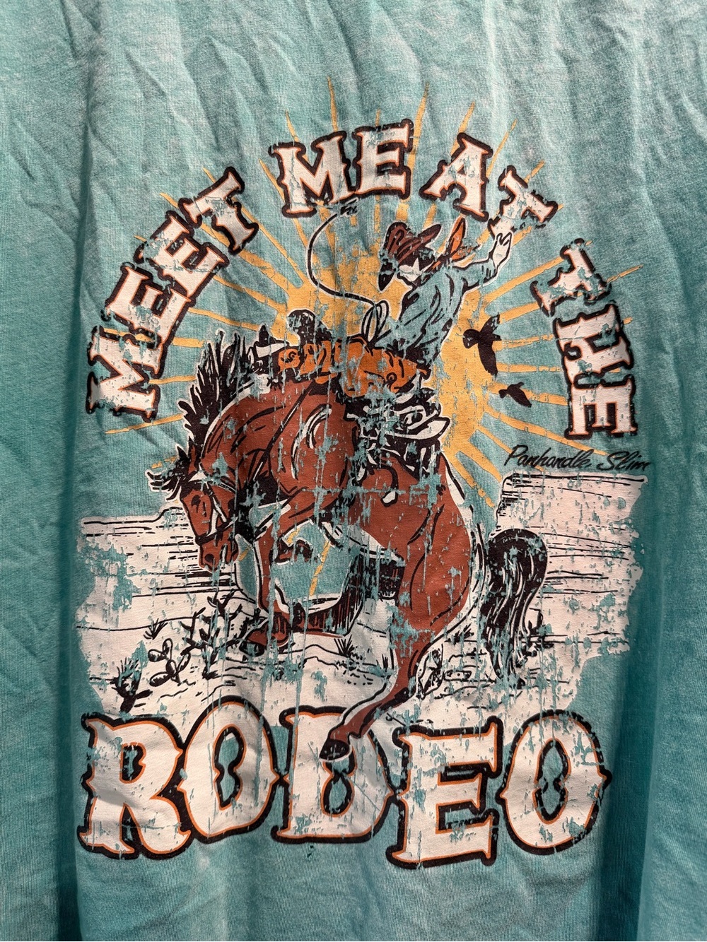 Women’s Panhandle Slim Teal Rodeo Graphic Shirt - Meet Me at the Rodeo